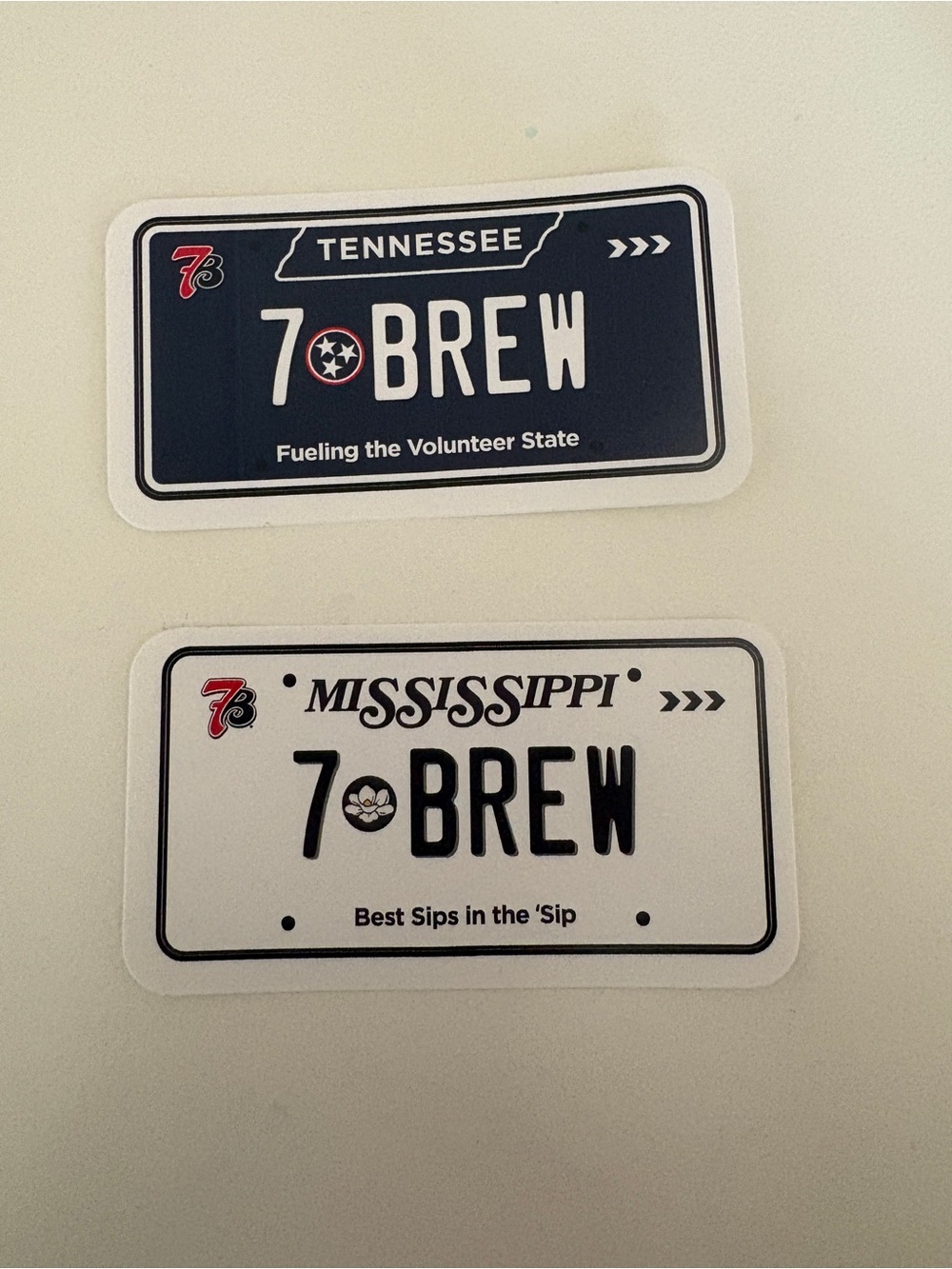 7 Brew License Plate Sticker Pack - Tennessee & Mississippi
